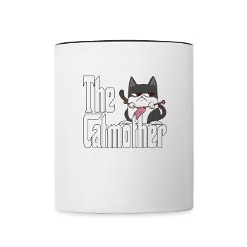 Maman chat La mère chat folle Chat Mère Kitty Maman - Mug contrasté - blanc/noir - Devant