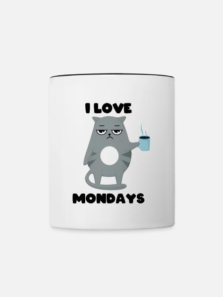 I love mondays - Cat Grumpy - Tasse zweifarbig - Weiß/Schwarz