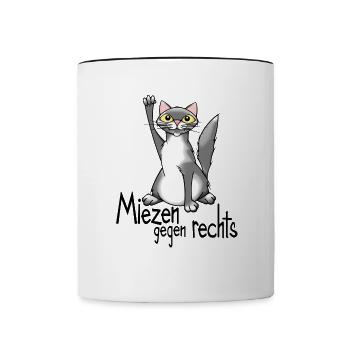 Mia II Miezen against the right - Contrasting Mug - white/black - Front