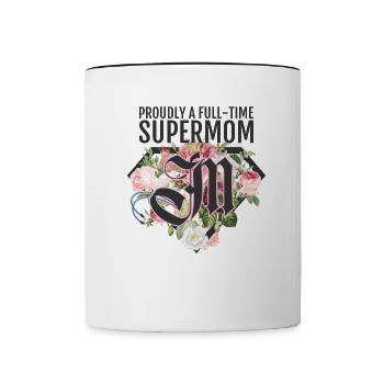 Supermom Superwife Supertired Muttertag - Tasse zweifarbig - Weiß/Schwarz - Vorne