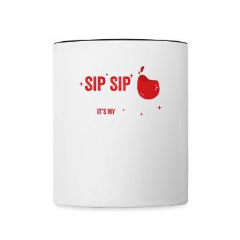 Sip Sip Hurra Feier Deinen Tag - Tasse zweifarbig - Weiß/Schwarz - Vorne