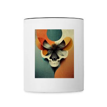Skull Bauhaus vintage style v012 - Contrasting Mug - white/black - Front