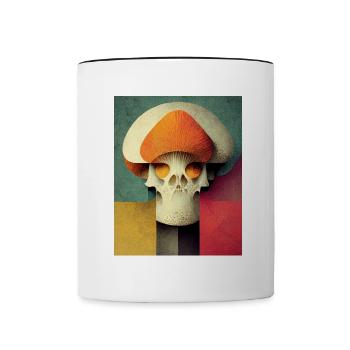 Skull Bauhaus vintage style v012 - Contrasting Mug - white/black - Front