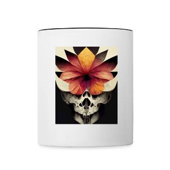 Totenkopf Bauhaus Vintage Stil v07 - Tasse zweifarbig - Weiß/Schwarz - Vorne