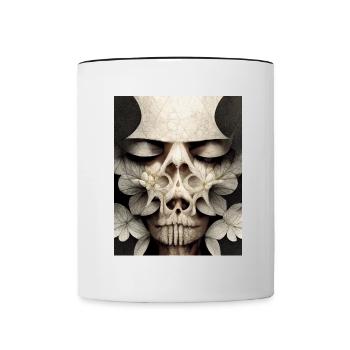 Skull Bauhaus vintage style v08 - Contrasting Mug - white/black - Front