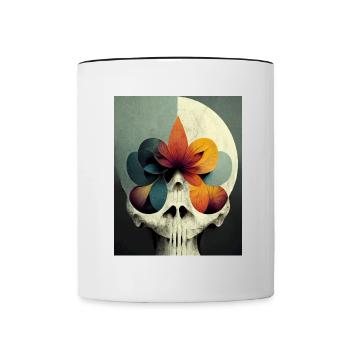Skull Bauhaus vintage style v09 - Contrasting Mug - white/black - Front