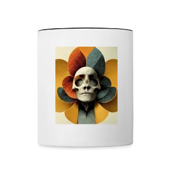 Skull Bauhaus vintage style v010 - Contrasting Mug - white/black - Front