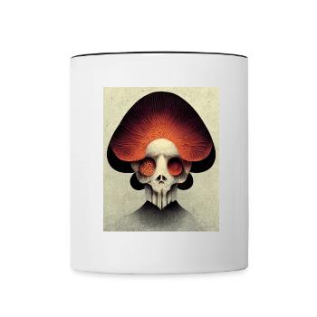 Skull Bauhaus vintage style v013 - Contrasting Mug - white/black - Front