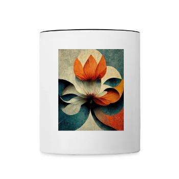 Flower bauhaus Style Vintage - Contrasting Mug - white/black - Front