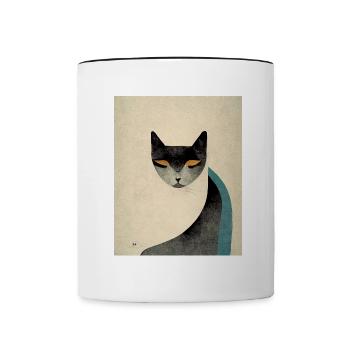 Cat Retro Bauhaus Cat Vintage Style - Contrasting Mug - white/black - Front