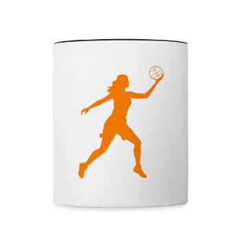 Basketball Player Symbol Basketball Player Woman - Contrasting Mug - white/black - Front