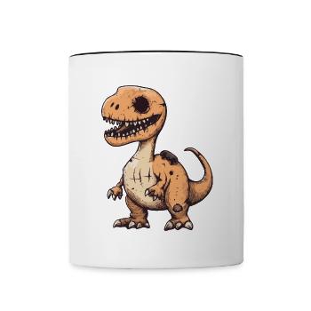 Dinosaur brontosaurus Halloween Zombie - Contrasting Mug - white/black - Front
