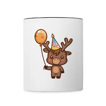 Elch Geburtstag Comic Süß - Tasse zweifarbig - Weiß/Schwarz - Vorne
