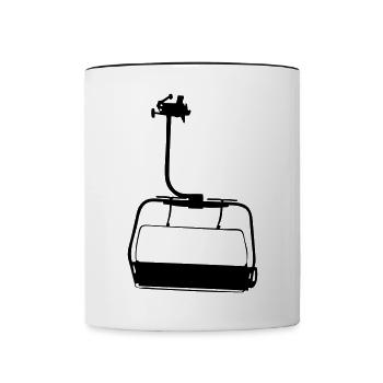 Skifahren - Lift - Sessellift - Snowboarden - Ski - Tasse zweifarbig - Weiß/Schwarz - Vorne