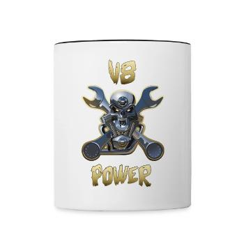 Moteur v8 Power Gold - Mug contrasté - blanc/noir - Devant