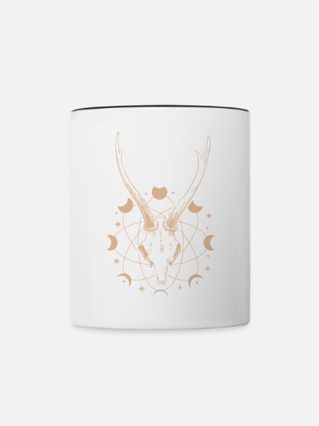 Okkultes Mondzyklus Geweih Goth - Tasse zweifarbig - Weiß/Schwarz