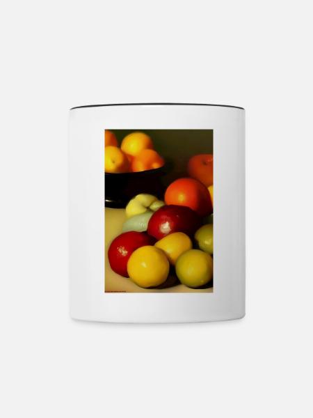 Früchte - Tasse zweifarbig - Weiß/Schwarz