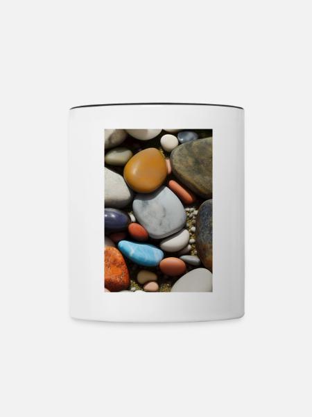 Bunte Steine - Tasse zweifarbig - Weiß/Schwarz