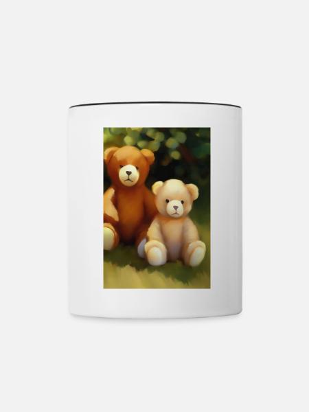 Teddybär - Tasse zweifarbig - Weiß/Schwarz