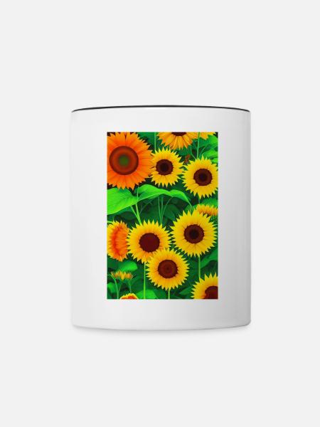 Sonnenblumen - Tasse zweifarbig - Weiß/Schwarz