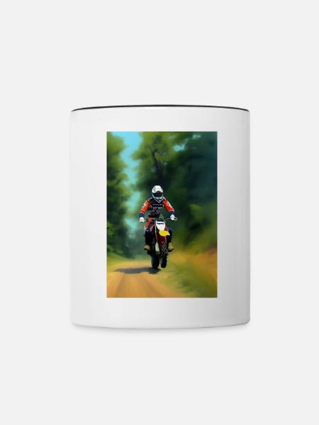 Motocross Fahren - Tasse zweifarbig - Weiß/Schwarz