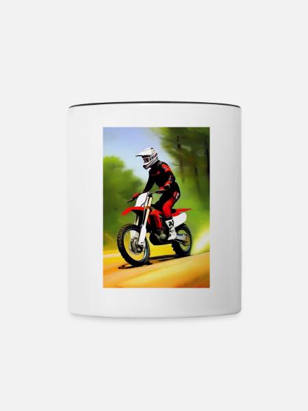 Motocross Fahren - Tasse zweifarbig - Weiß/Schwarz