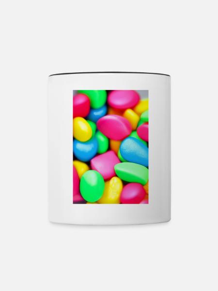 Bunte Bonbons - Tasse zweifarbig - Weiß/Schwarz