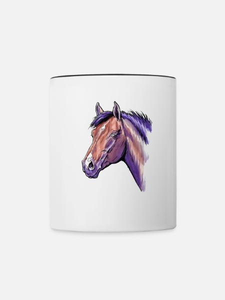 Pferd Portrait - Tasse zweifarbig - Weiß/Schwarz