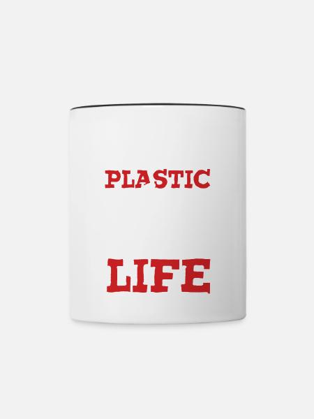 plastik save the ocean - Tasse zweifarbig - Weiß/Schwarz