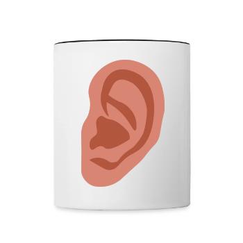 Großes Ohr - Tasse zweifarbig - Weiß/Schwarz - Vorne