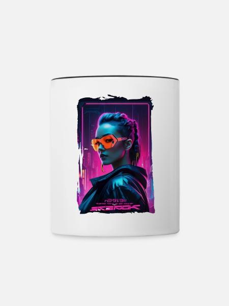 Neon Brille - Tasse zweifarbig - Weiß/Schwarz