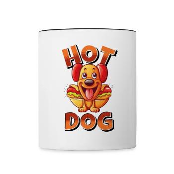Hot Dog Hund Wurst Fast Food Wortwitz Lustig Humor - Tasse zweifarbig - Weiß/Schwarz - Vorne
