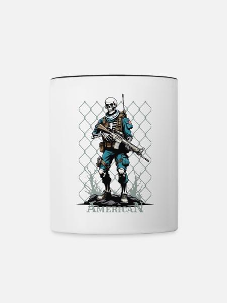American Warrior Skelett - Tasse zweifarbig - Weiß/Schwarz