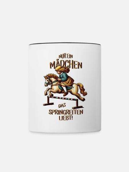 Kinder Springreiten - Tasse zweifarbig - Weiß/Schwarz