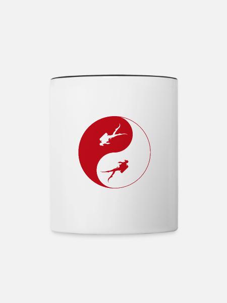 tauchen ying yang - Tasse zweifarbig - Weiß/Schwarz