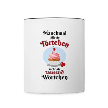 Ein Törtchen hilfe - Tasse zweifarbig - Weiß/Schwarz - Vorne
