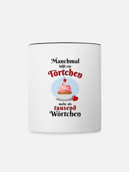 Ein Törtchen hilfe - Tasse zweifarbig - Weiß/Schwarz