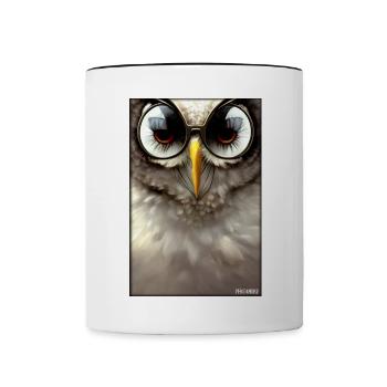 Eule Sonnenbrille Wildtier Vogel Waldtier Wald - Tasse zweifarbig - Weiß/Schwarz - Vorne