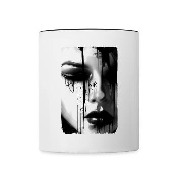 Dégoulinant d’émotions - Portrait abstrait gothique - Mug contrasté - blanc/noir - Devant