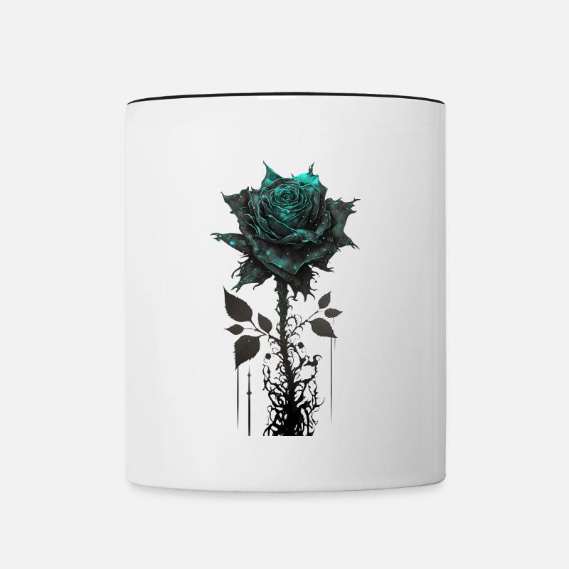 Turquoise Rose - Contrasting Mug - white/black