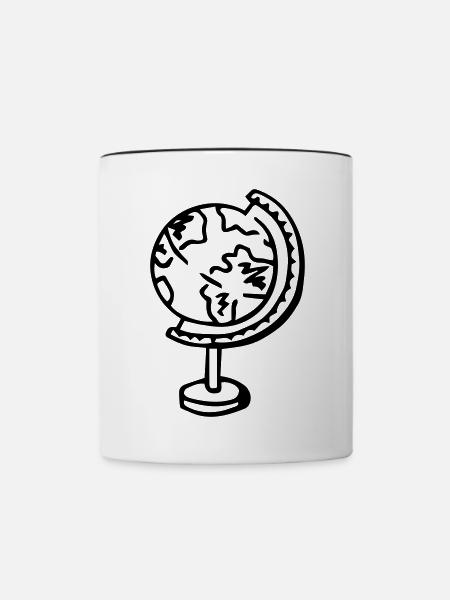 Globus Erdkugel Geschenkidee - Tasse zweifarbig - Weiß/Schwarz