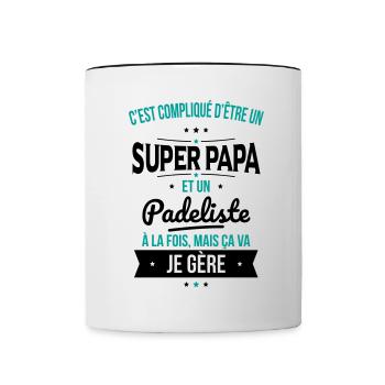 Compliqué d'être un super papa et un padeliste - Mug contrasté - blanc/noir - Devant