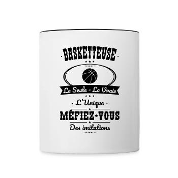 Basketteuse - La seule - La vraie - L'unique - Mug contrasté - blanc/noir - Devant