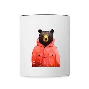 Bear animal art #bear - Contrasting Mug - white/black - Front