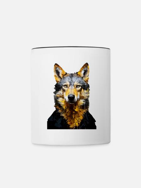 Wolf Tierkunst #wolf - Tasse zweifarbig - Weiß/Schwarz