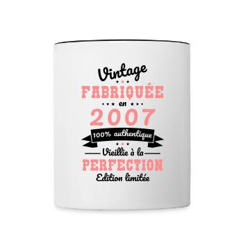 18 Jahre Jubiläum - Jahrgang 2007 - Tasse zweifarbig - Weiß/Schwarz - Vorne