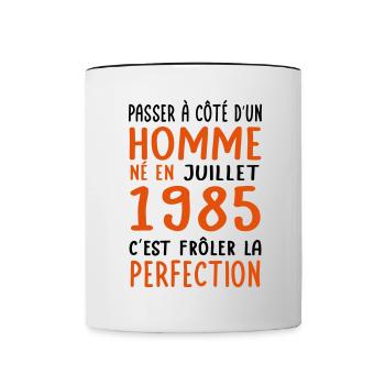 Anniversaire 40 ans - Né en Juillet 1985 - Mug contrasté - blanc/noir - Devant