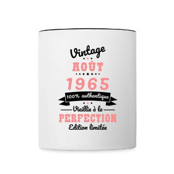 Anniversaire 60 ans - Vintage - Août 1965 - Mug contrasté - blanc/noir - Devant