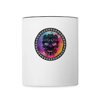 Glitzer Totenkopf - Tasse zweifarbig - Weiß/Schwarz - Vorne