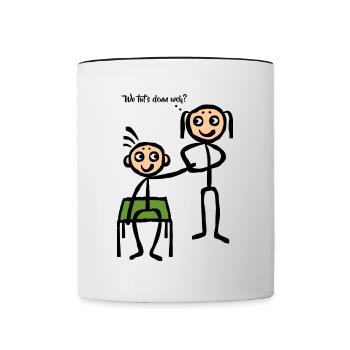 Physiotherapie Krankengymnastik - Wo tuts denn weh - Tasse zweifarbig - Weiß/Schwarz - Vorne